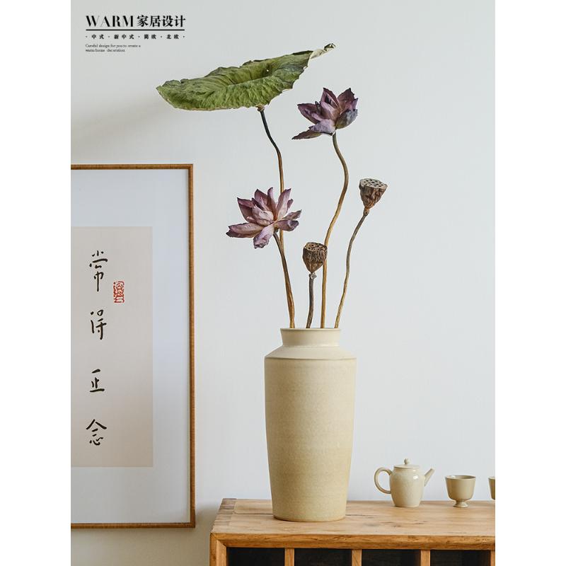 天然莲蓬干花真花风干荷叶荷花花束客厅摆设高级感新中式花瓶装饰