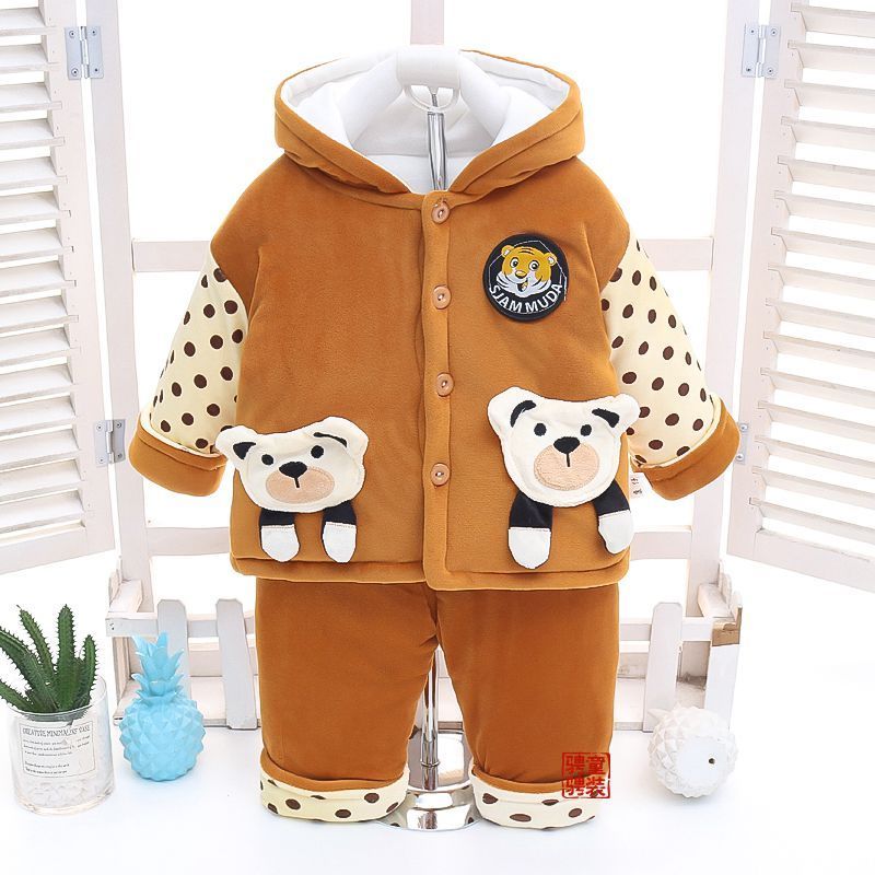 儿童棉服男女童棉衣棉袄套装冬季加厚加绒外套婴幼儿保暖服0-1岁