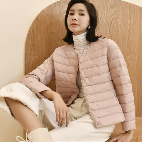 波司澄白鸭绒轻薄羽绒服女内胆无领大码秋冬新款圆领短款保暖领外