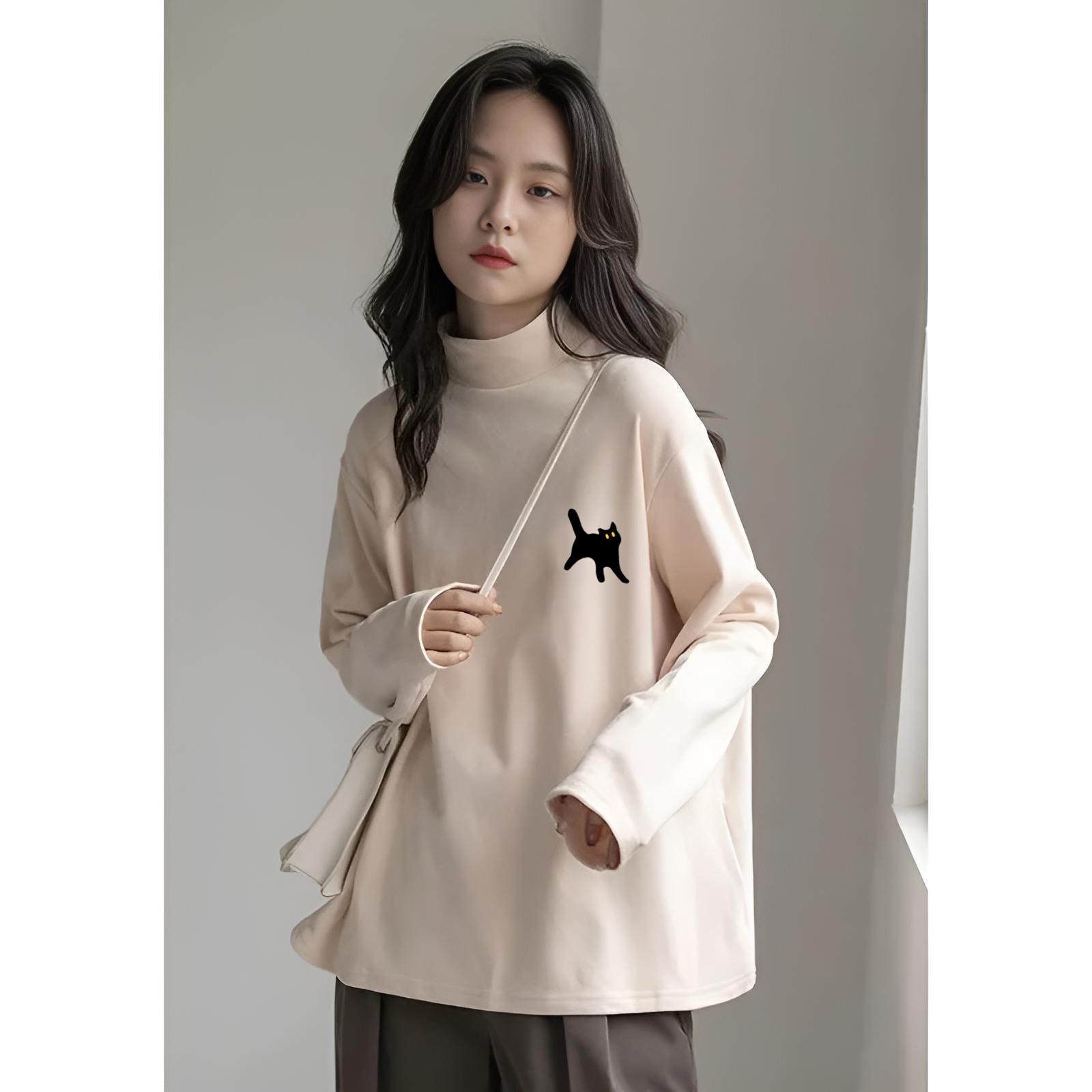 双面德绒半高领打底衫女2024秋冬新款加厚加绒修身百搭保暖上衣潮