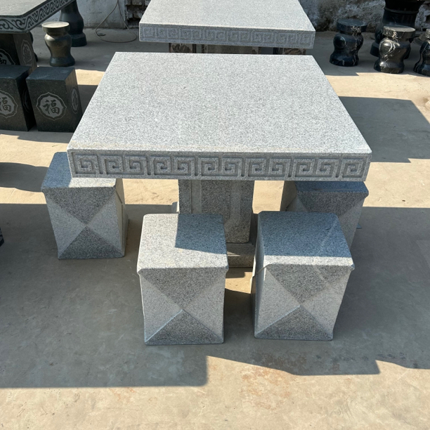 石雕茶桌茶台天然石材石桌石凳庭院摆件精品花岗岩圆桌