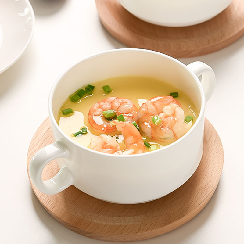 骨瓷早餐碗双耳碗防烫辅食碗耐高温陶瓷早餐碗盘碟粥碗汤盅烤碗