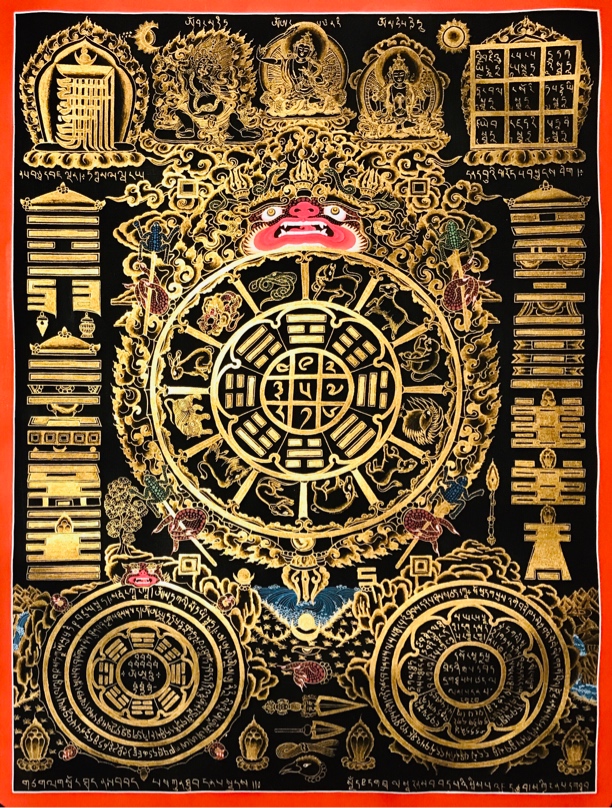 手绘九宫八卦唐卡尼泊尔喇嘛客厅玄关装饰