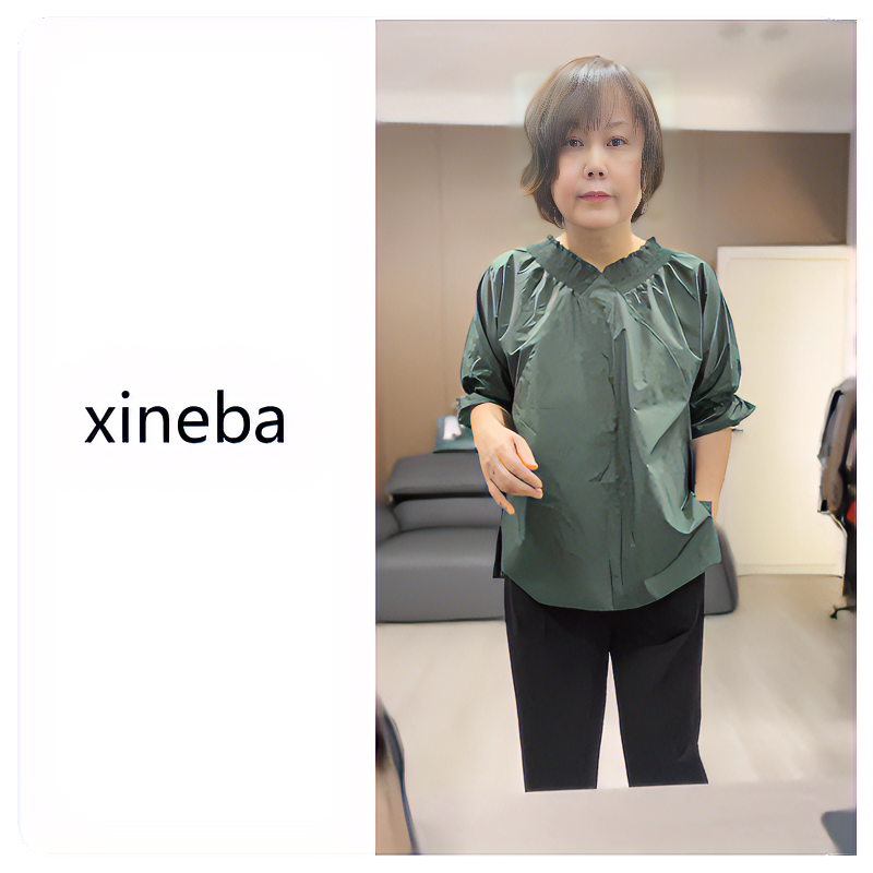 【xineba韩国鞋】春夏新款松紧V领女士宽松短袖百搭洋气休闲上衣
