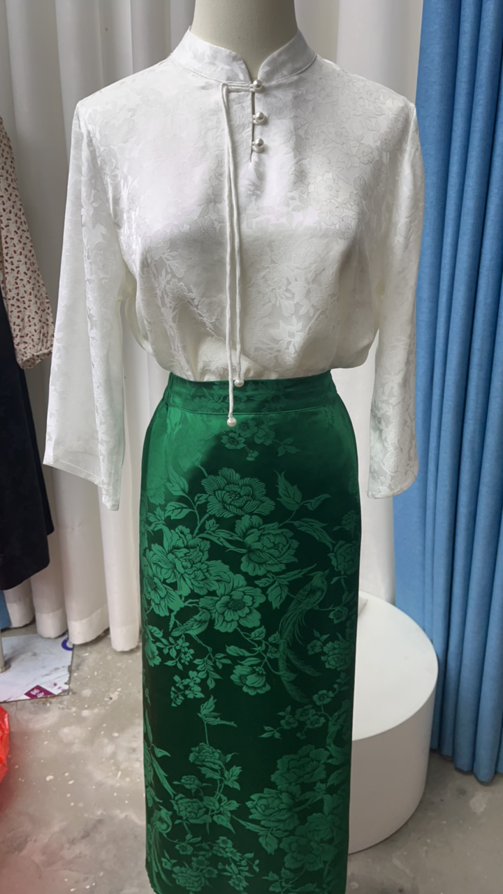 桑蚕丝服饰秒拍链接新中式国风百搭提花民族风气质复古女士网红