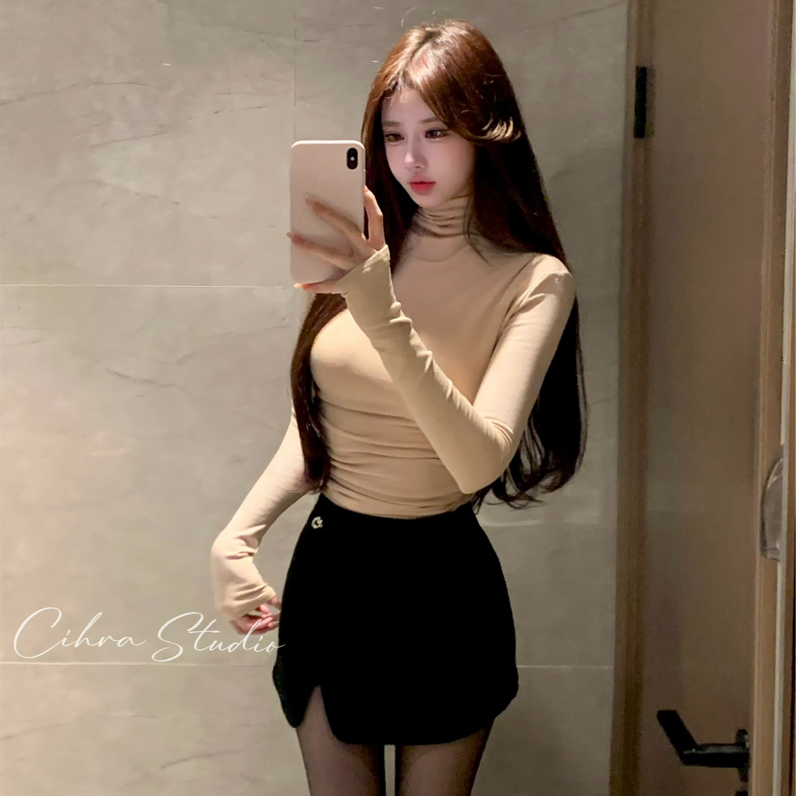 Cihra【暗香短裙】高级不规则设计毛呢低腰百搭休闲显瘦短裙裙裤女