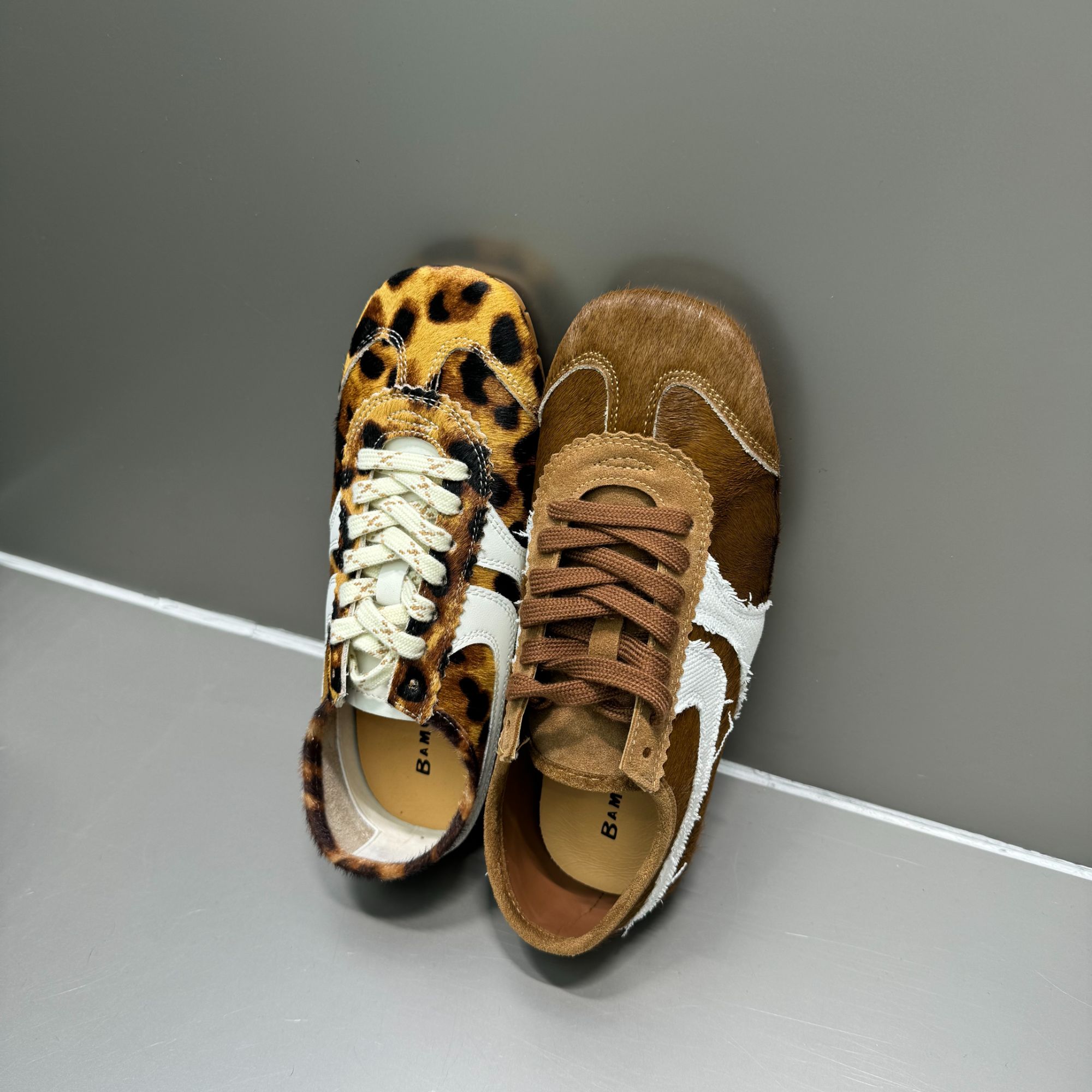 「麋鹿家」软软软~复古休闲马毛豹纹高货阿甘德训鞋