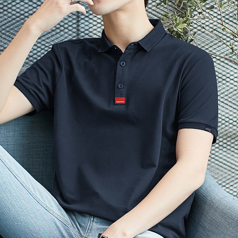 短袖t恤潮牌男装翻领POLO衫2025新款简约保罗潮流冰丝有领半截袖W