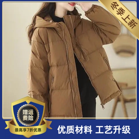 爆款白鸭绒女2024新款冬季羽绒服韩版短款宽松连帽加厚小个子外