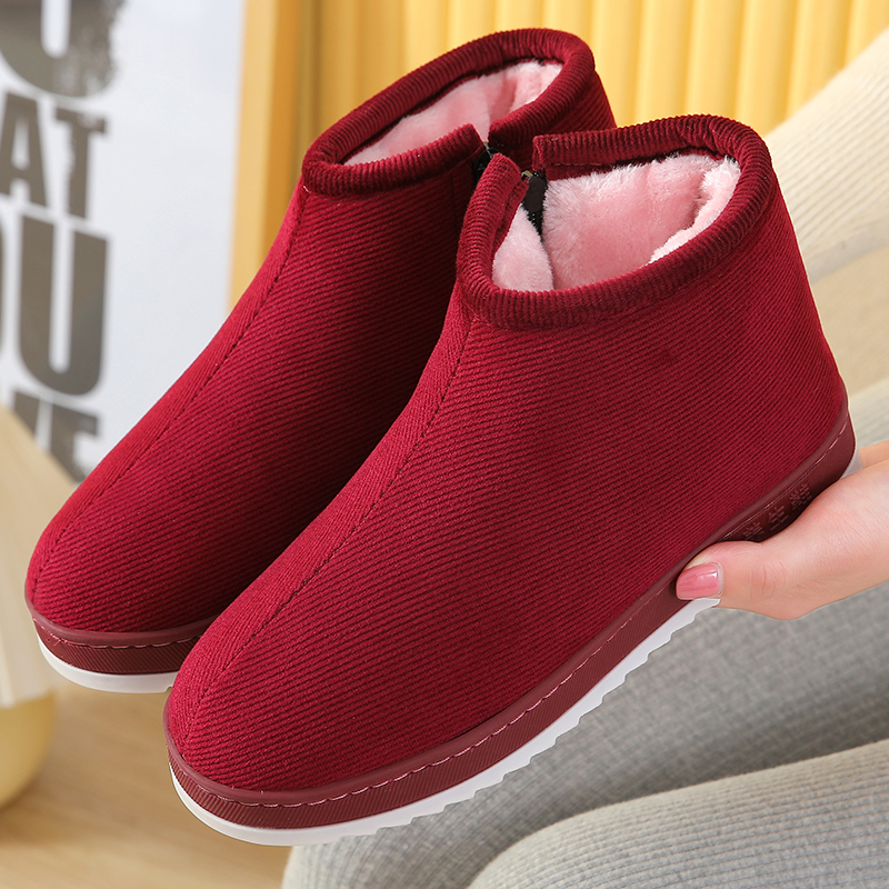 冬季保暖棉鞋纯手工老棉鞋老人棉拖鞋中老年男女防滑底月子鞋包跟