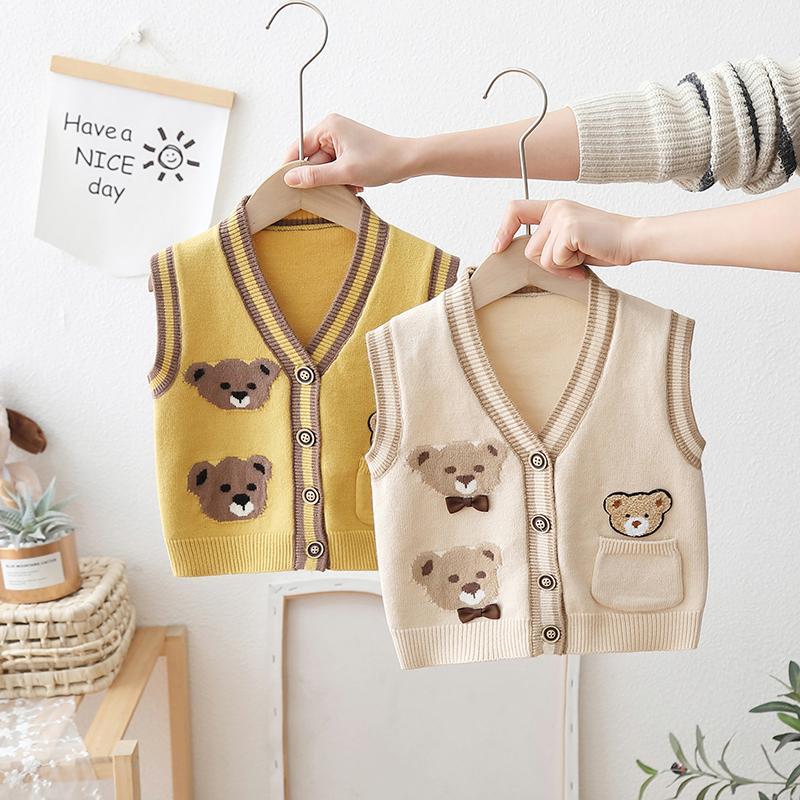 儿童毛衣马甲背心洋气男童开衫2023新款宝宝中小童春装卡通薄婴儿