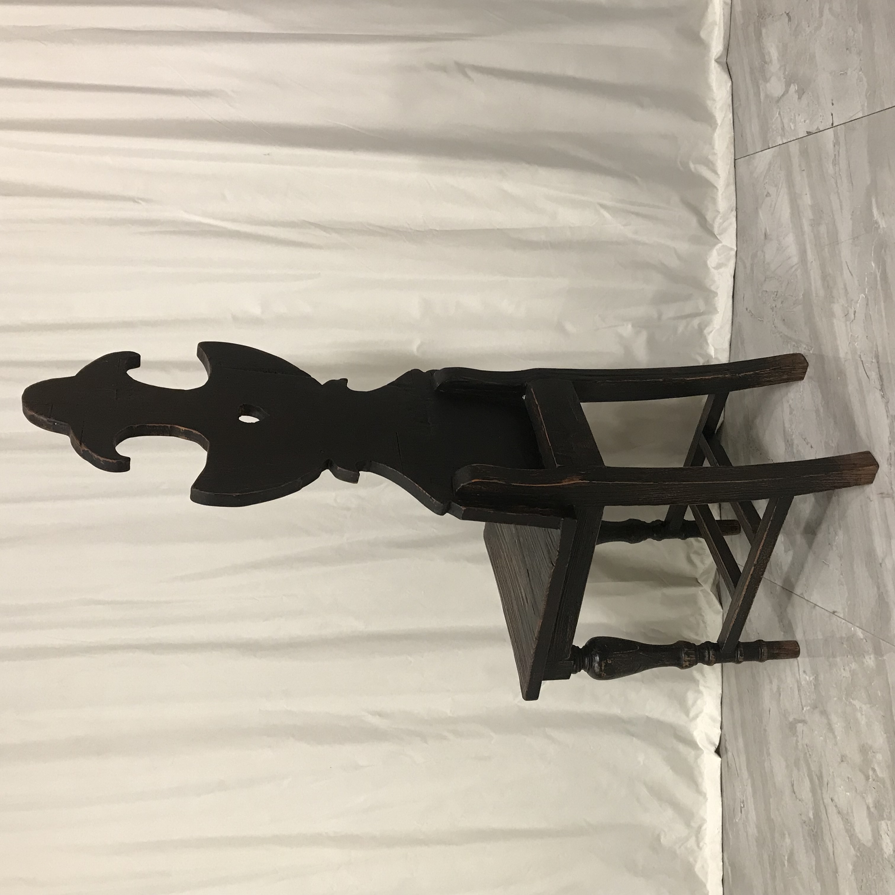 【务美艺术】老松木主人椅 中古个性黑色实木餐椅（08429）