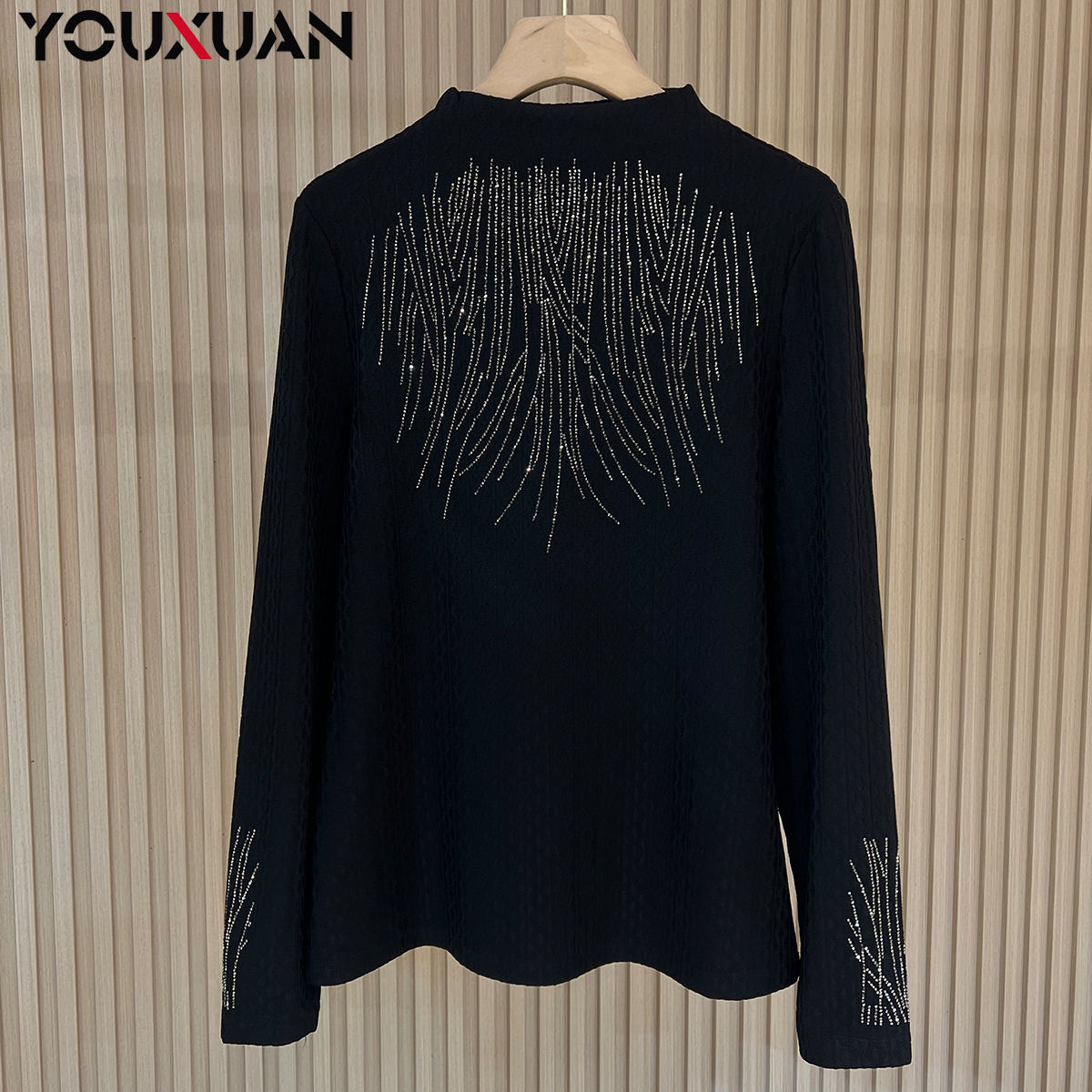 2023女士秋冬长袖半高领上衣休闲时尚打底小衫6919