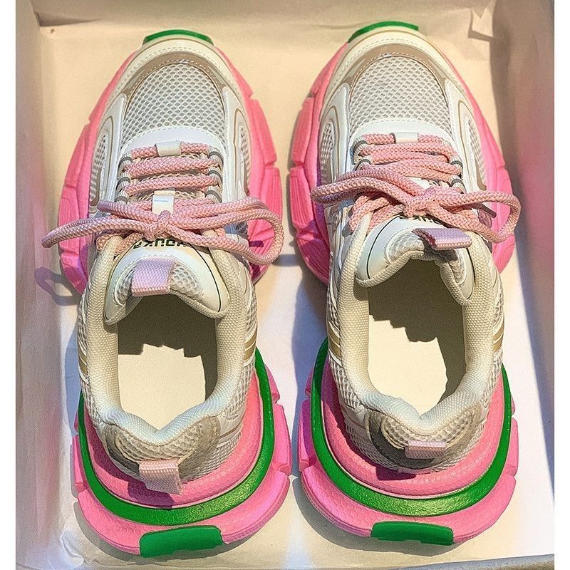 冬季回力休闲秋季回力新款老爹鞋轻便薄款透气粉色网鞋子ins