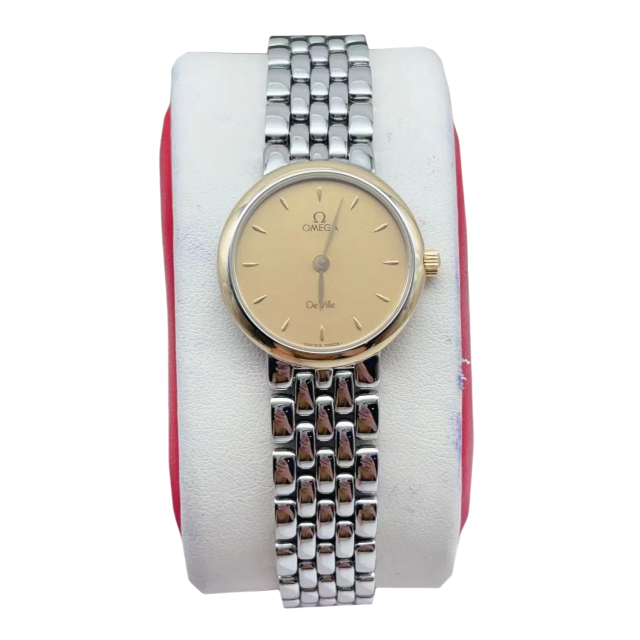 95新 Omega/欧米茄 23mm欧米茄 碟飞18K金圈石英女士腕表 气质