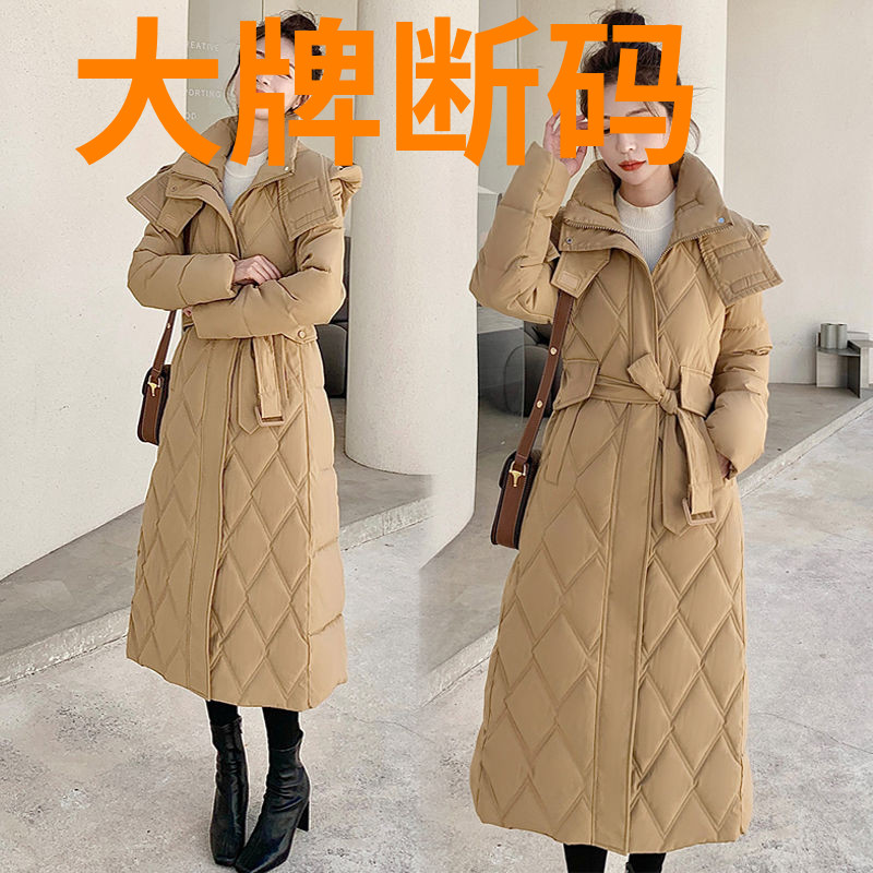 鸭鸭羽绒羽绒服女过膝长款2023新款修身显瘦棉衣时尚保暖冬装外套
