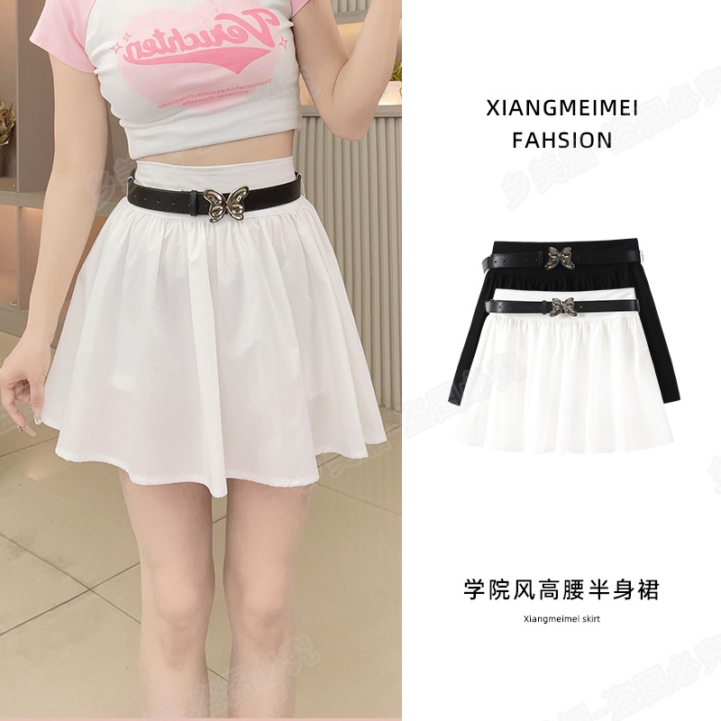 学院风白色半身裙春夏新款甜辣妹a字短裙百搭蓬蓬大摆伞裙气质