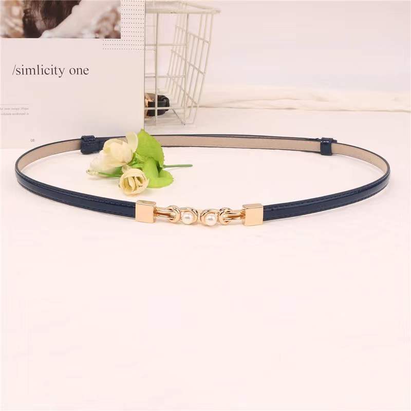 淡水珍珠皮带真皮黑色ins平滑女士时尚百搭气质优雅韩版收腰腰带