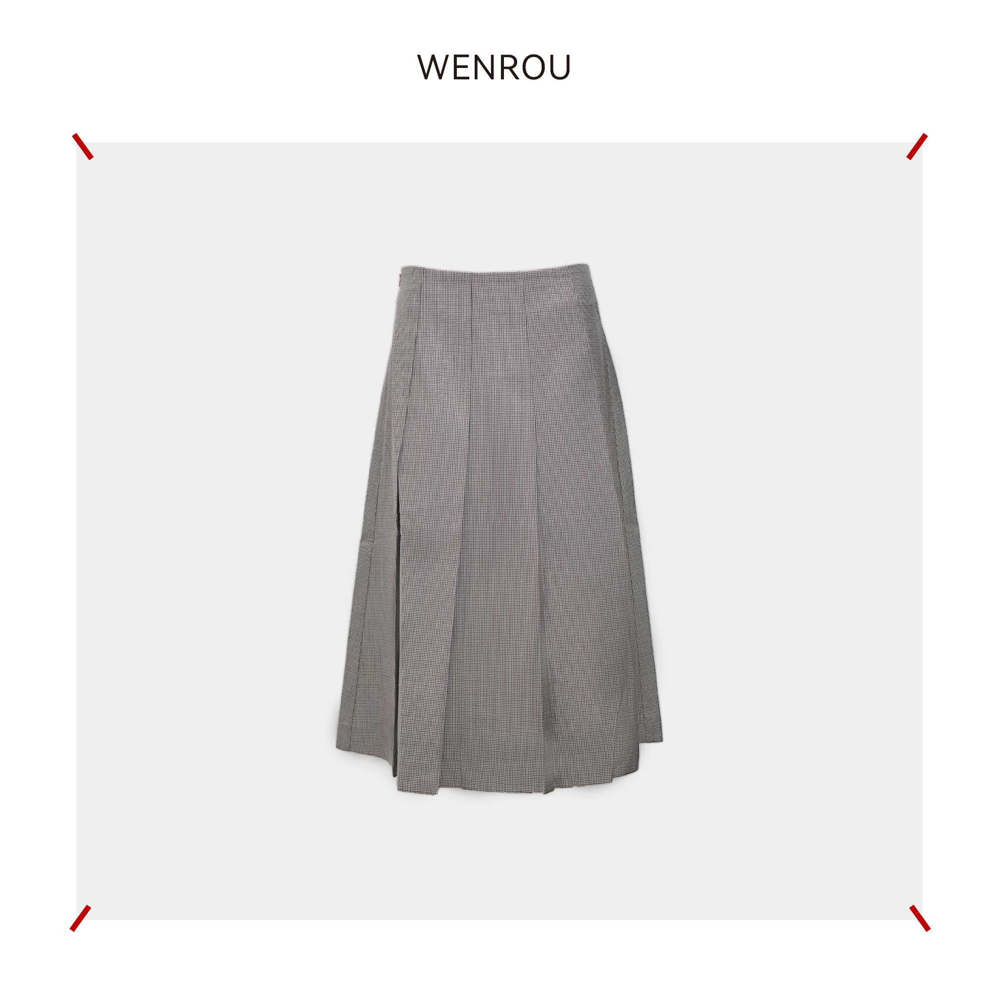 温柔自知24冬款文艺风压褶初剪羊毛长半身裙Q-235