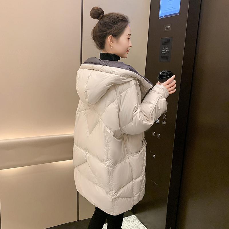 精品羽绒服女新款冬季韩版时尚中长款90白鸭绒小个子加厚外套