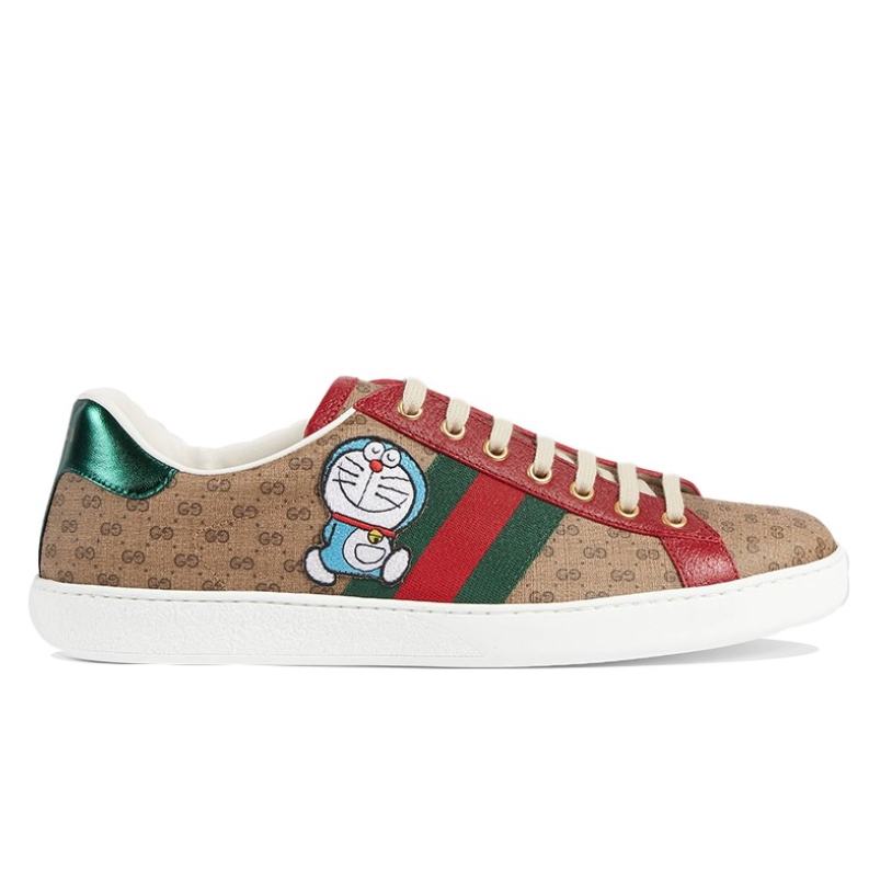 未使用 GUCCI/古驰 经典老花板鞋哆啦A梦满印低帮鞋