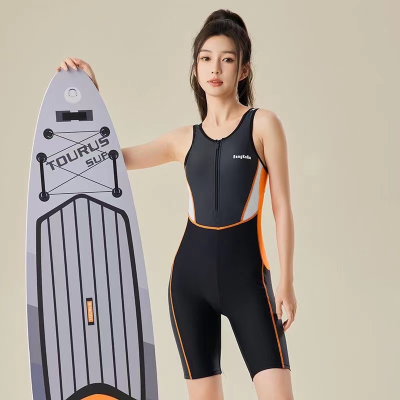 夏季新款五分裤专业竞速潜水服遮肉显瘦加肥加大紧身连体女款休闲