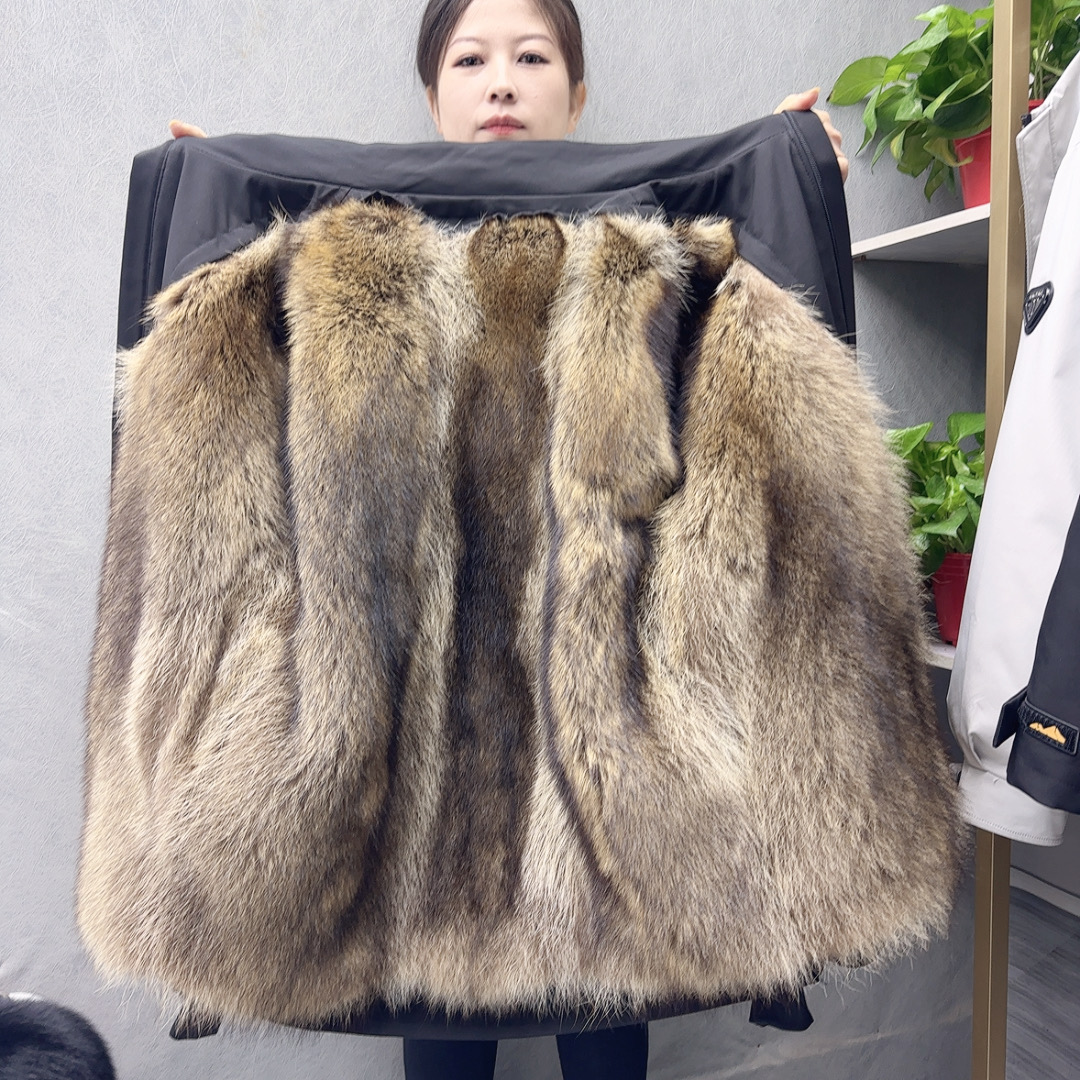 佰德吉净面派克服男士短款美洲貉小浣熊内胆冬季加厚商务休闲外套