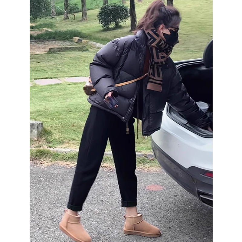 黑色短款宽松棉服女小个子今年流行韩系温柔加厚棉袄面包服外套潮