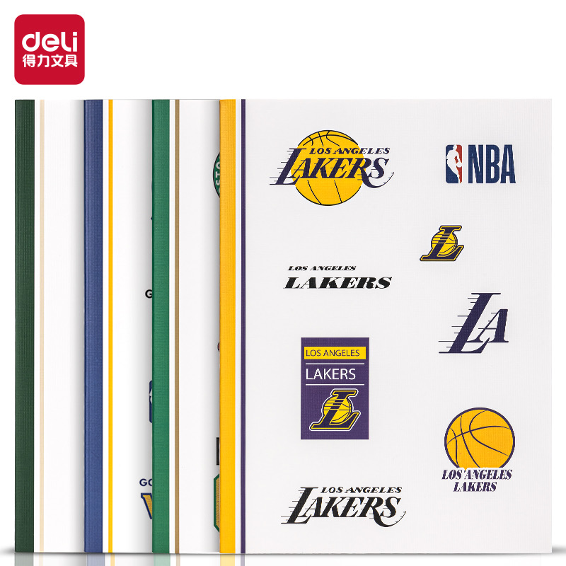 得力NBA联名笔记本B5加厚笔记本车线装订本缝线本40张勇士记事