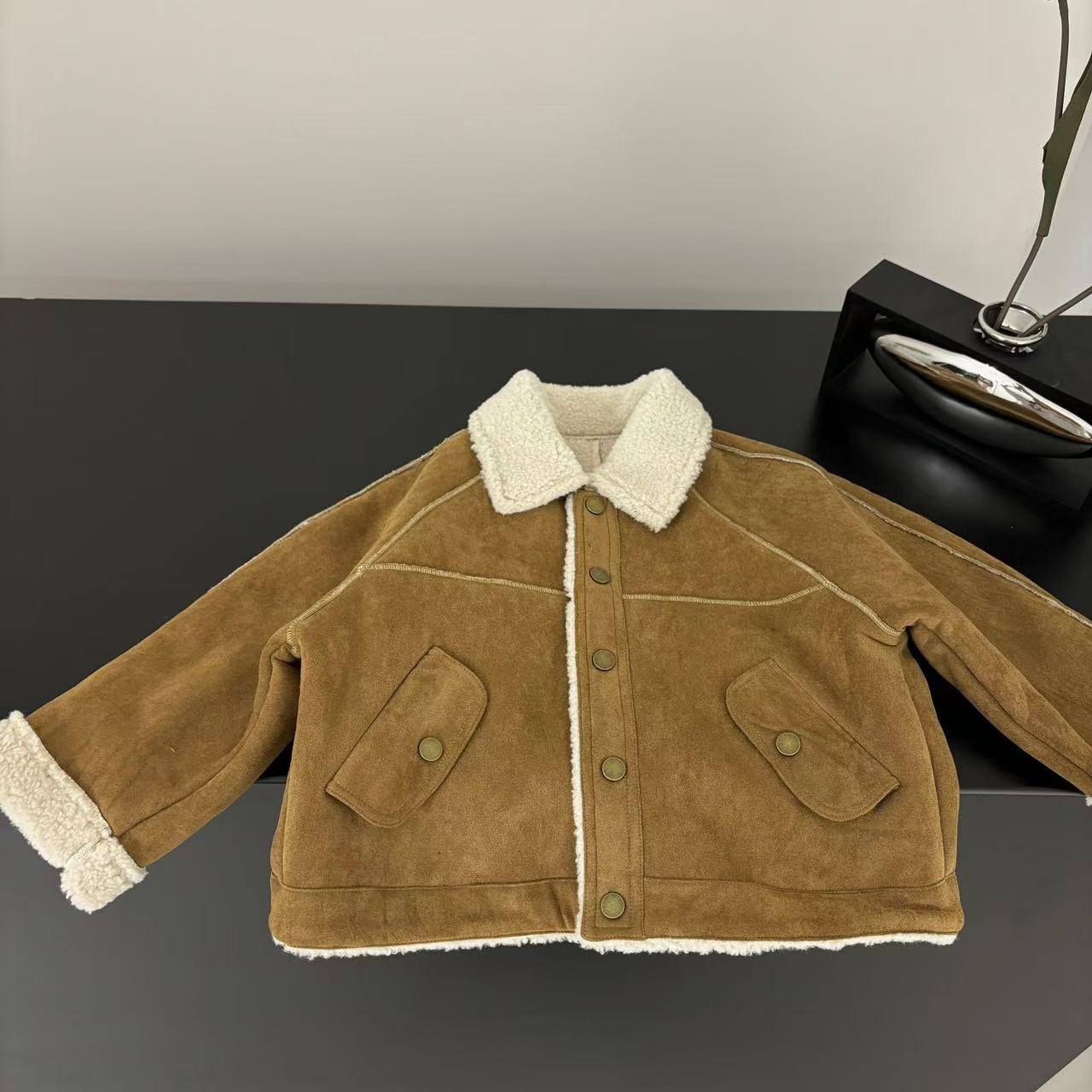 【两个小盆友】冬季新款男女童时尚一体加绒加厚宽松皮毛外套1198