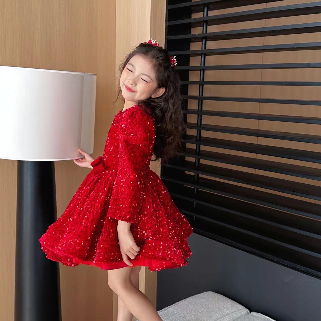 【缪斯】女童公主裙主持人钢琴演出服花童轻奢气质拖尾宴会儿童