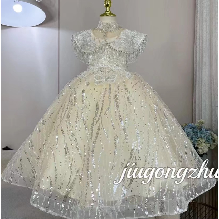 【皇室公主】儿童礼服小女花公主裙亮片主持演出服女童宴会走秀钢琴