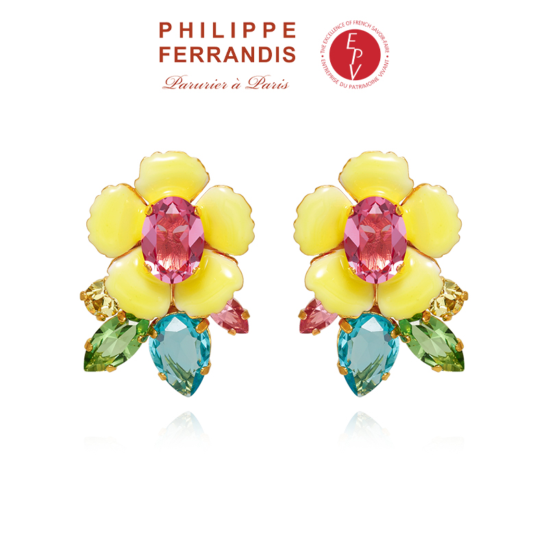 铜合金耳饰 【法国进口】Philippe Ferrandis莫奈花园山茶花耳饰