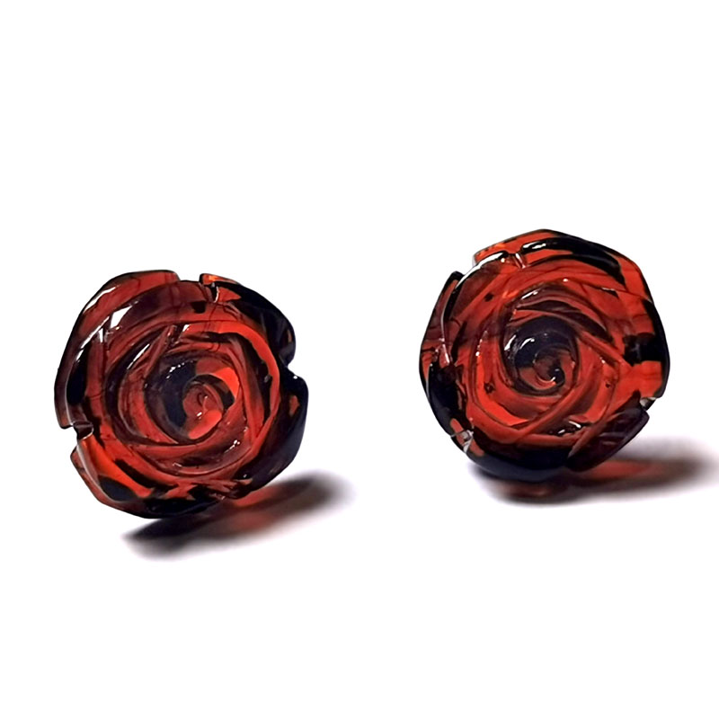 吉德福复古时尚古风简约优雅气质百搭手工925银镶嵌琥珀女款耳钉