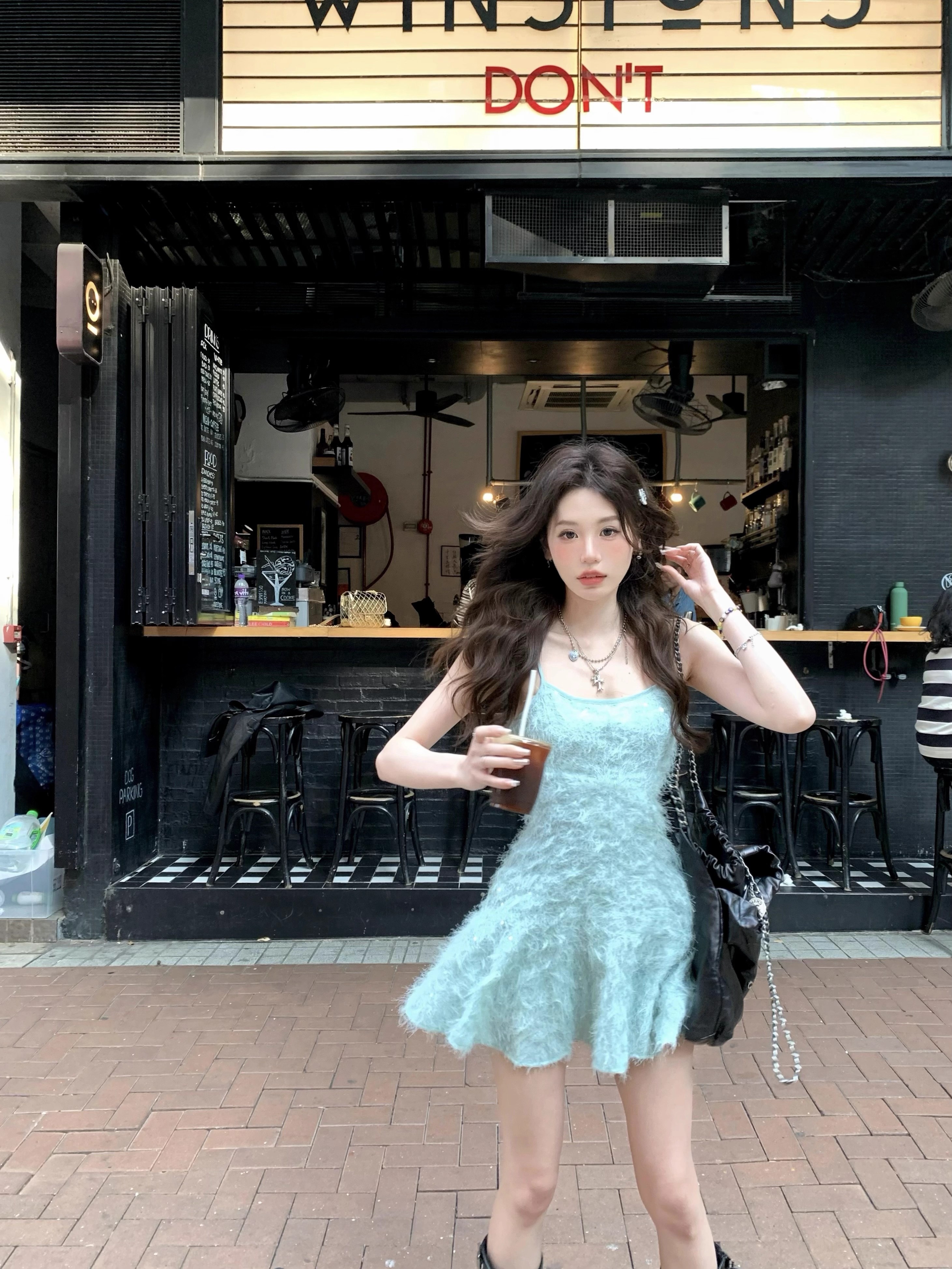 清 八盖pinky piggy 宇宙热恋期 两色吊带连衣裙甜辣修身短裙