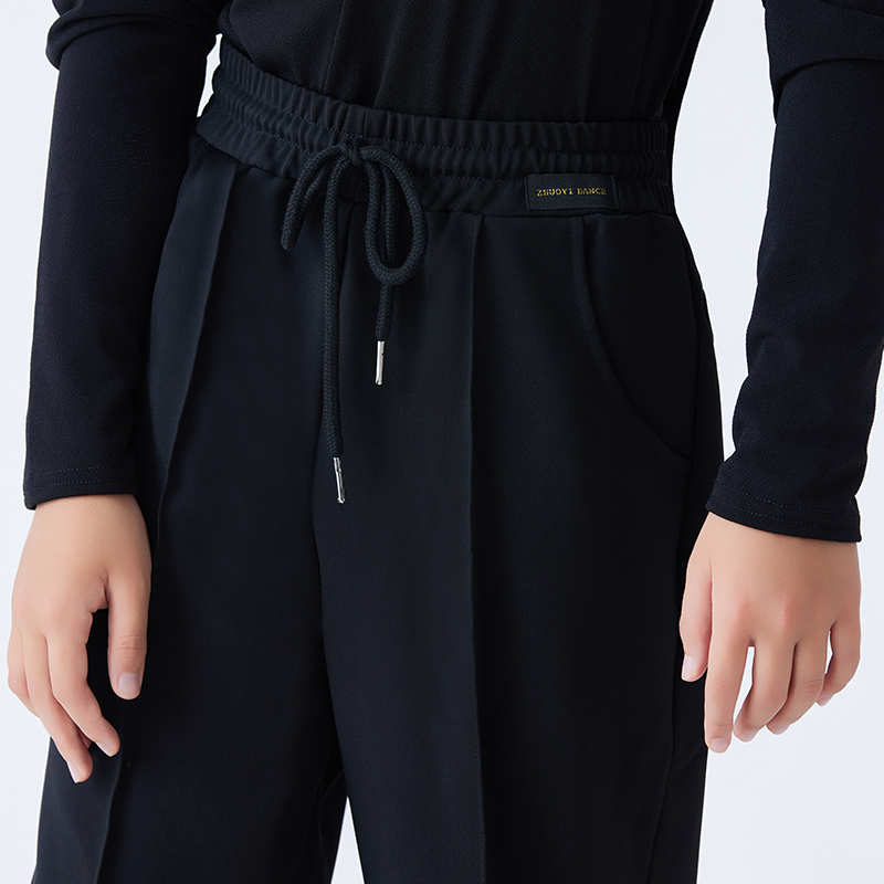 卓艺拉丁舞裤男士秋冬新款国标舞拉丁舞练功口袋裤小脚系带舞裤