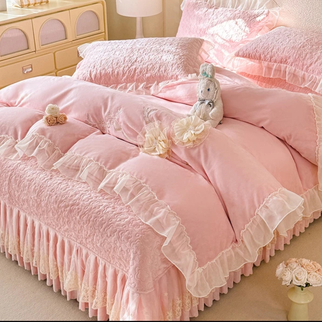 （孤品高货尾单）四季被套网红学生床品套件少女心公主风加厚玉碎