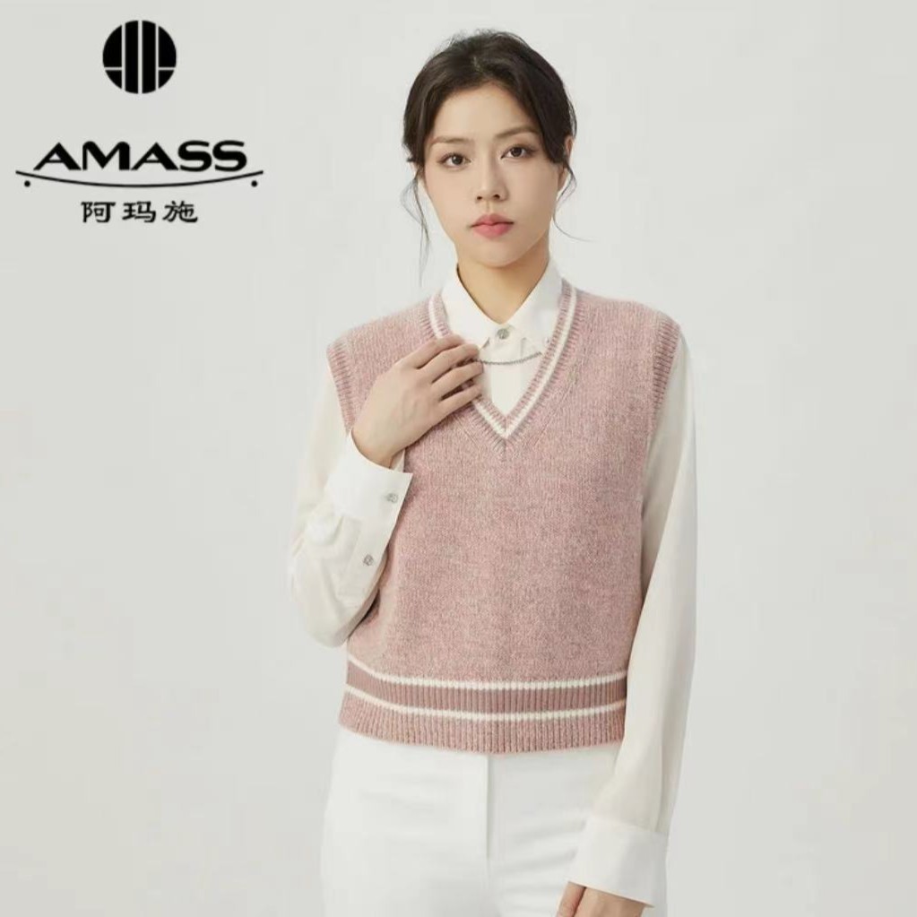 AMASS/阿玛施 秋冬百搭宽松时尚减龄休闲学院风针织马甲 5399660