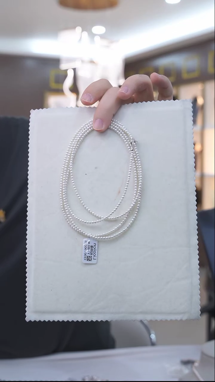 【闪购商品】淡水珍珠毛衣链18K金镶嵌18k小米珠毛衣链2-3mm