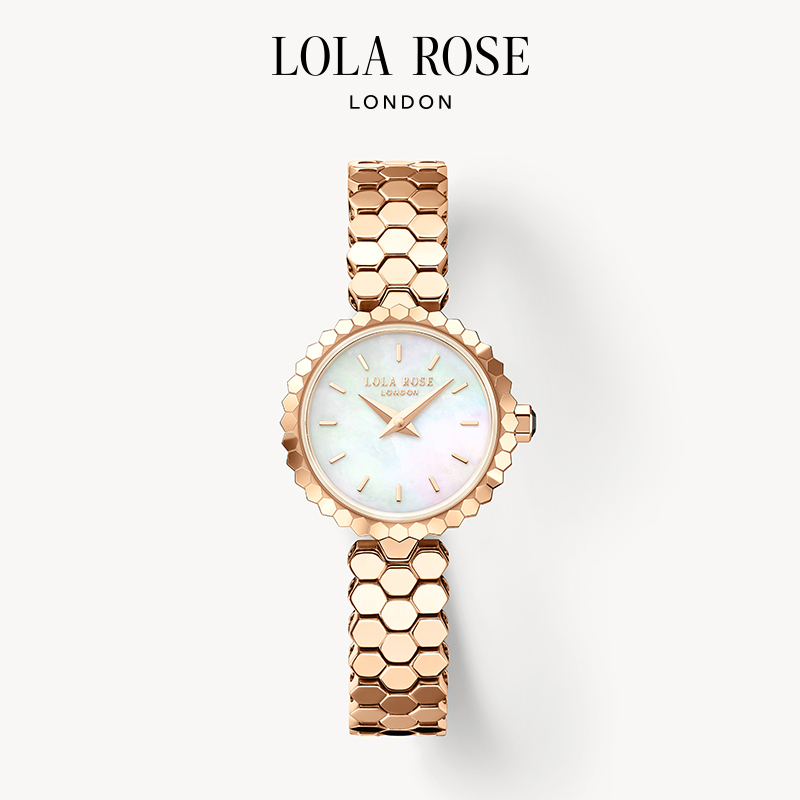 Lola Rose罗拉玫瑰蜂巢系列钢带女士手表女款优雅轻奢腕表-自播