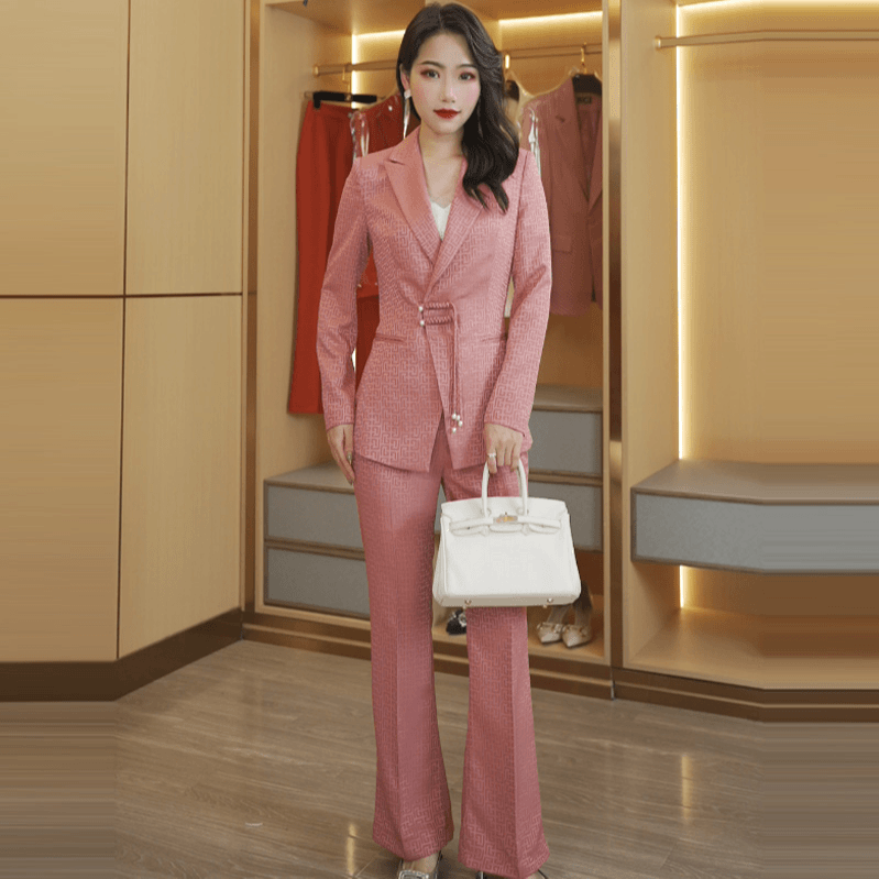 丁达尔穿搭2024春夏新款时尚气质女神范优雅国风盘扣轻奢西服套装