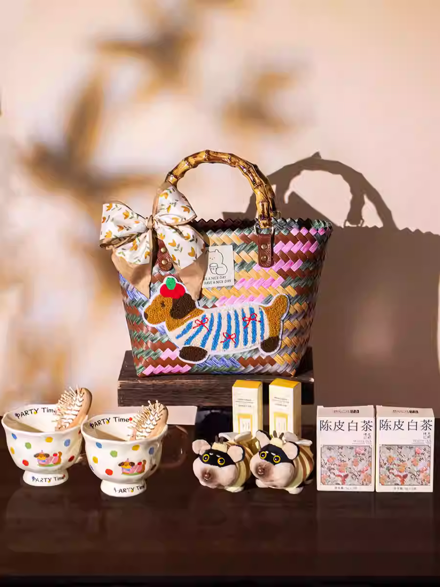 腊肠狗编织包手提篮伴手礼盒子女伴娘伴郎婚礼结婚高档实用礼物袋