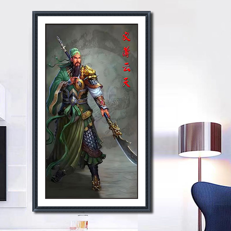 2024新款十字绣义薄云天武财神人物画像纯手工成品现代客厅装饰