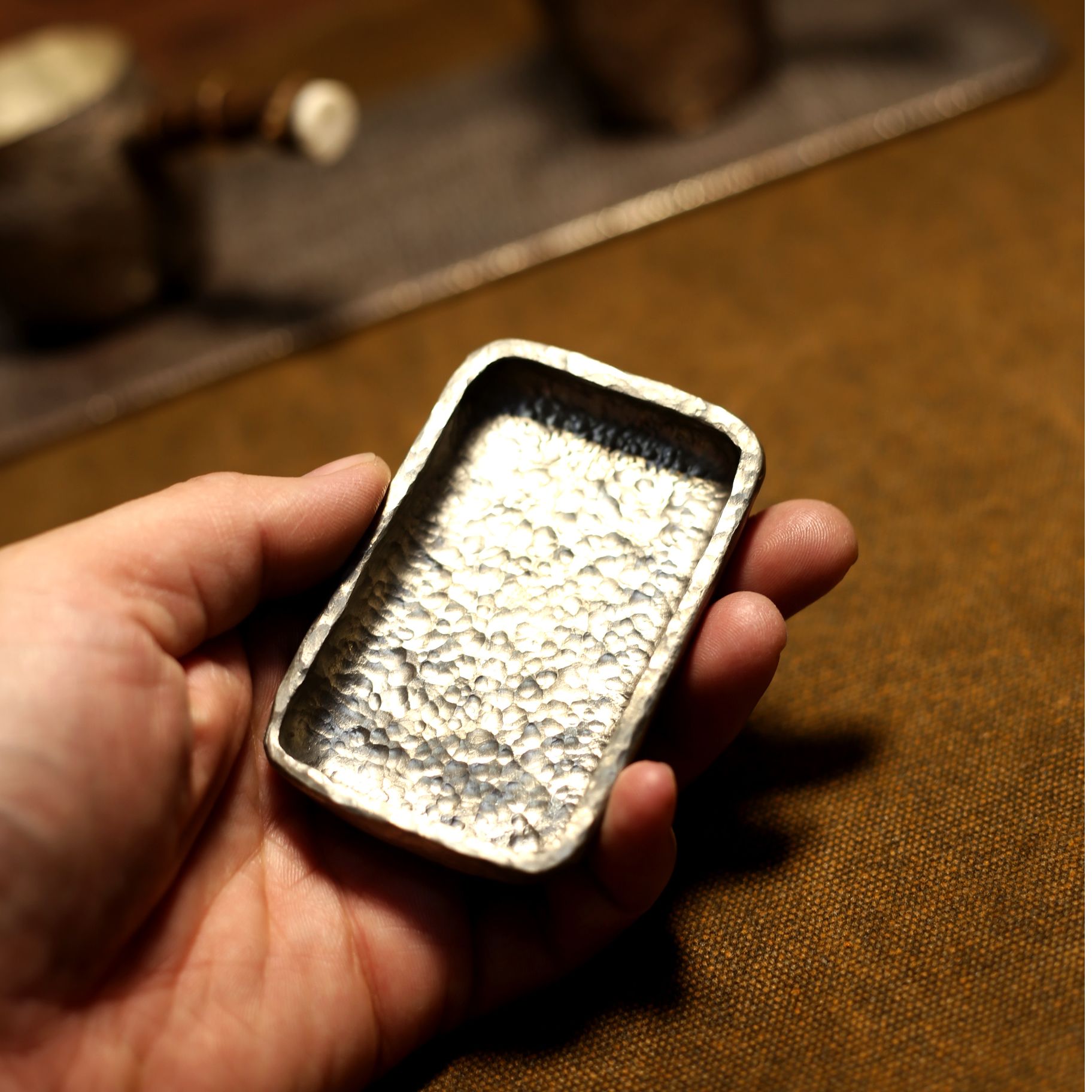 手工实心加厚纯锡小杯垫茶盘香托切香板香插盘茶具香具茶艺器具