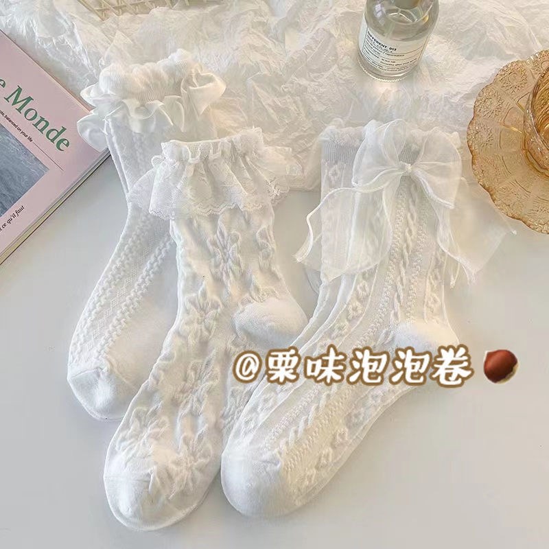 蝴蝶结jk纯欲袜子百搭春夏袜子蕾丝夏季薄款船袜公主袜可爱袜子