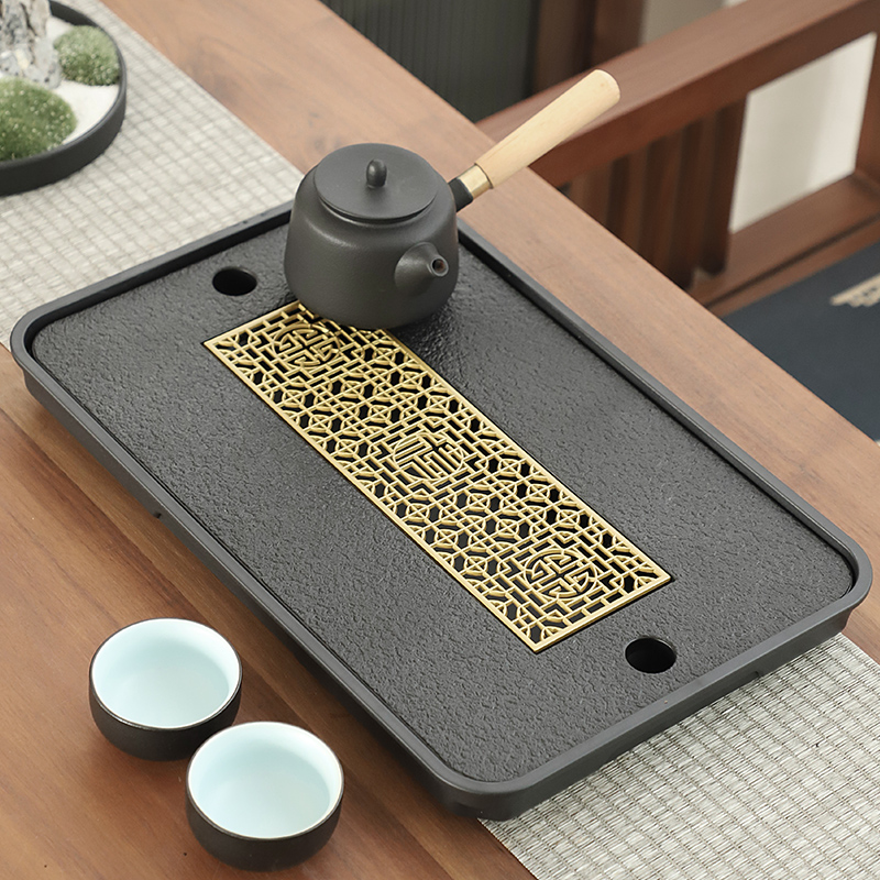 密胺茶盘家用小型滤水茶台储水排水干泡轻奢简约现代日式茶托沥水