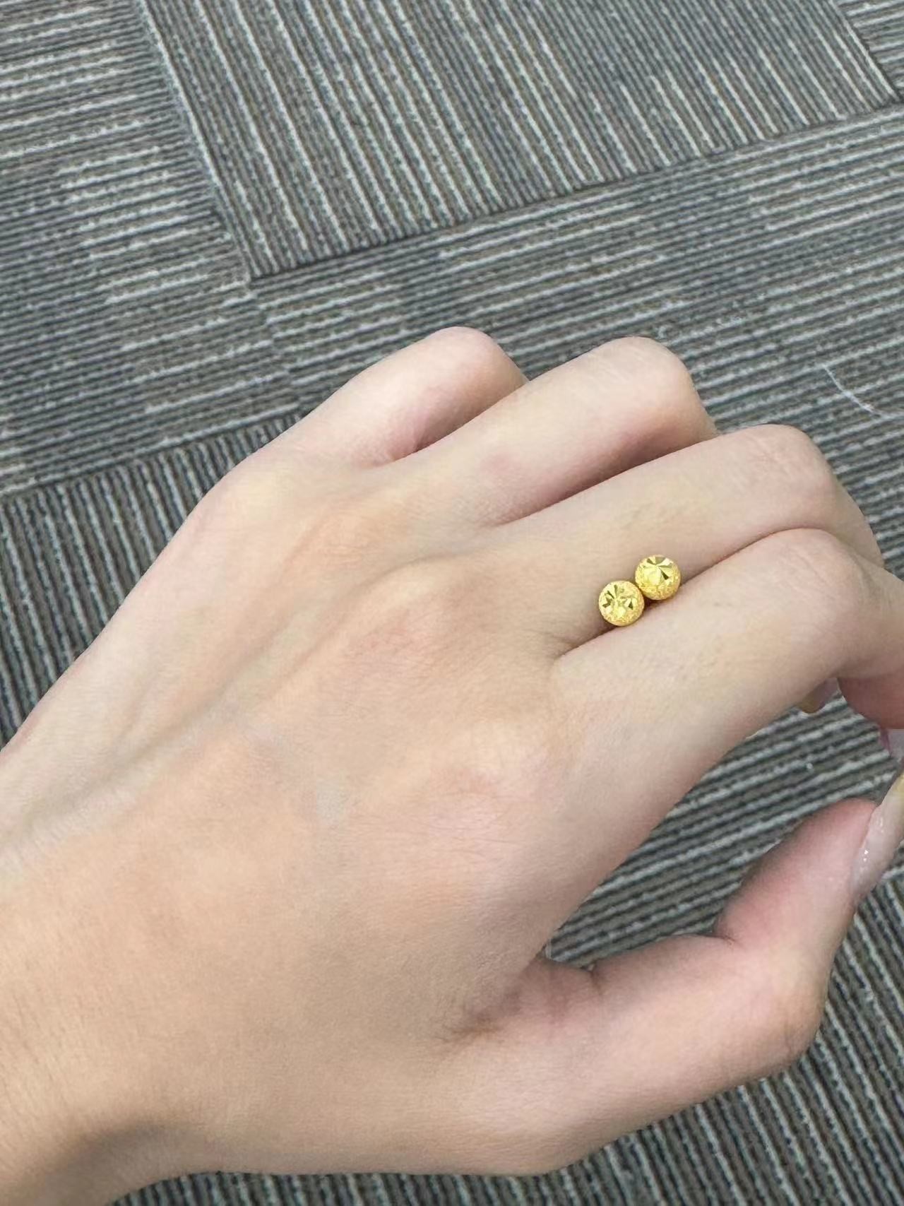 足金999 满天星碎金珠弯钩耳钉