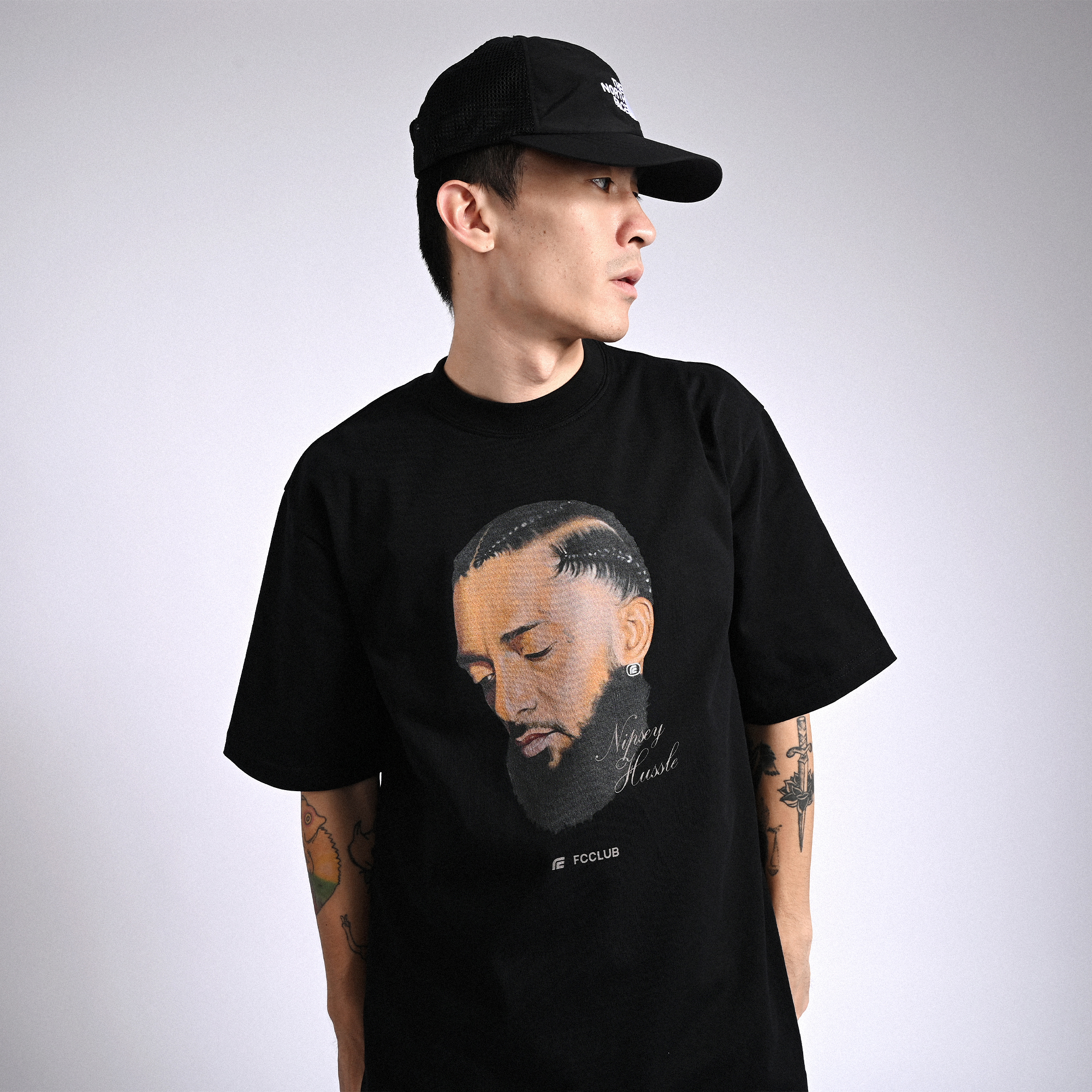 fcclub重磅夏季美式人头短袖潮牌男嘻哈小领口纯棉宽松休闲t恤