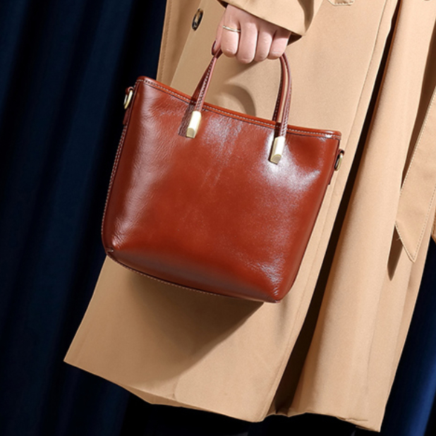 真皮小猫包女复古时尚手提包单肩斜挎女包植鞣头层牛皮水桶包欧美