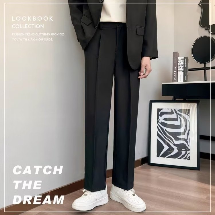 溯源好物学院风西裤男款休闲裤宽松阔腿裤（冬款ins潮流服饰背心）